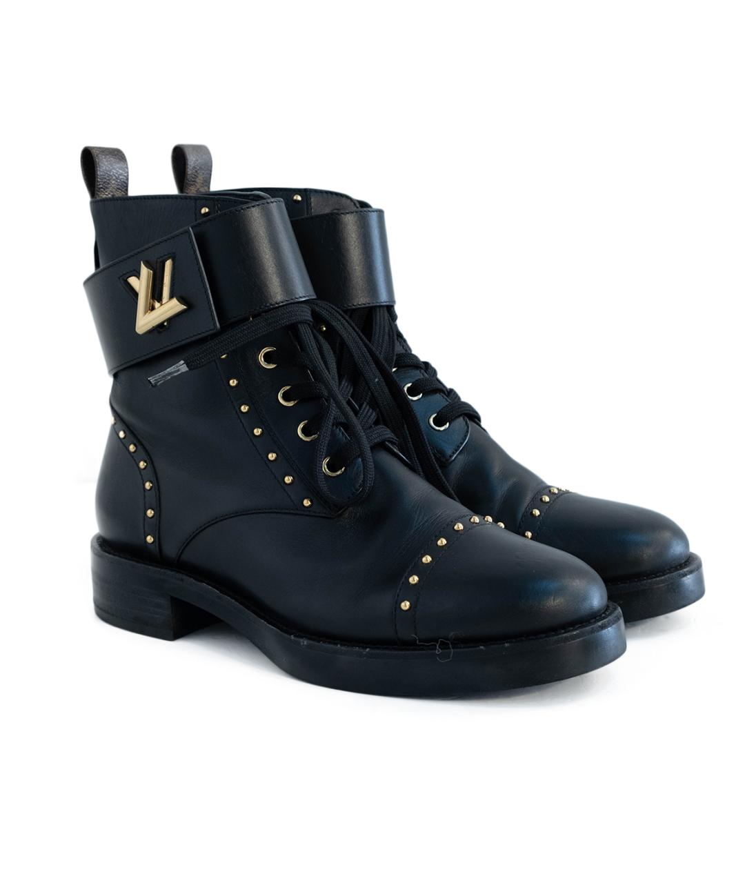 LOUIS VUITTON Черные кожаные ботинки, фото 2