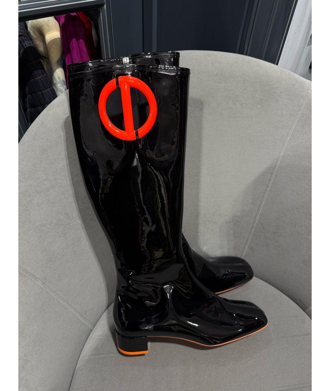 CHRISTIAN DIOR Черные кожаные сапоги, фото 2