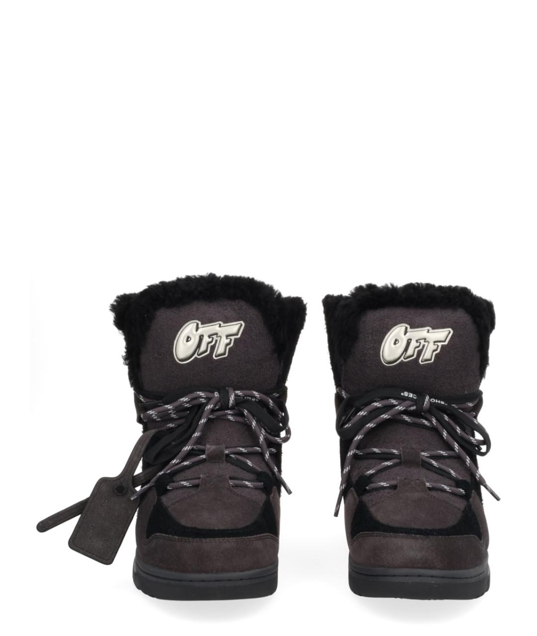 OFF-WHITE Черные кожаные высокие ботинки, фото 3