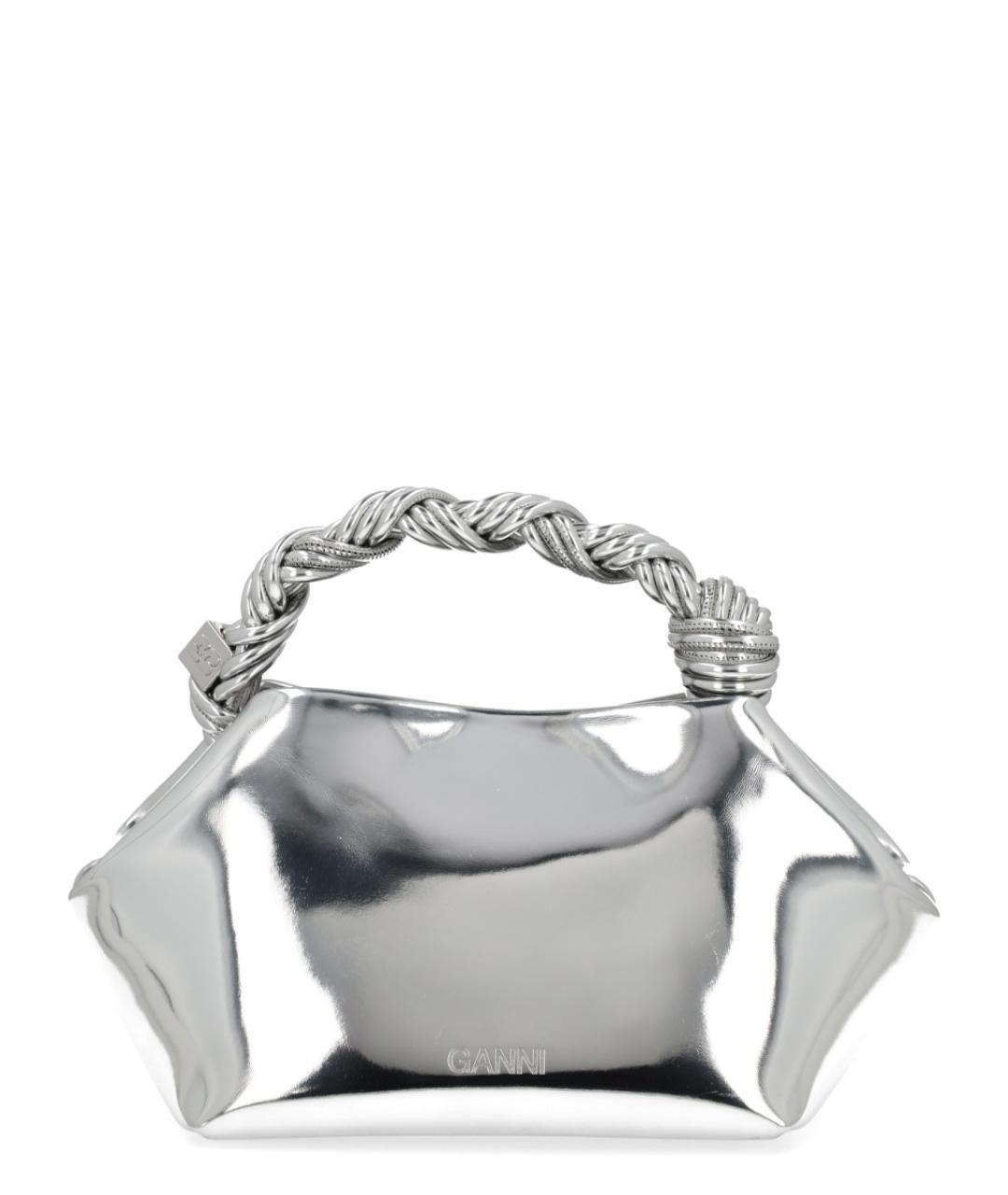 GANNI Серебряная кожаная сумка тоут, фото 5