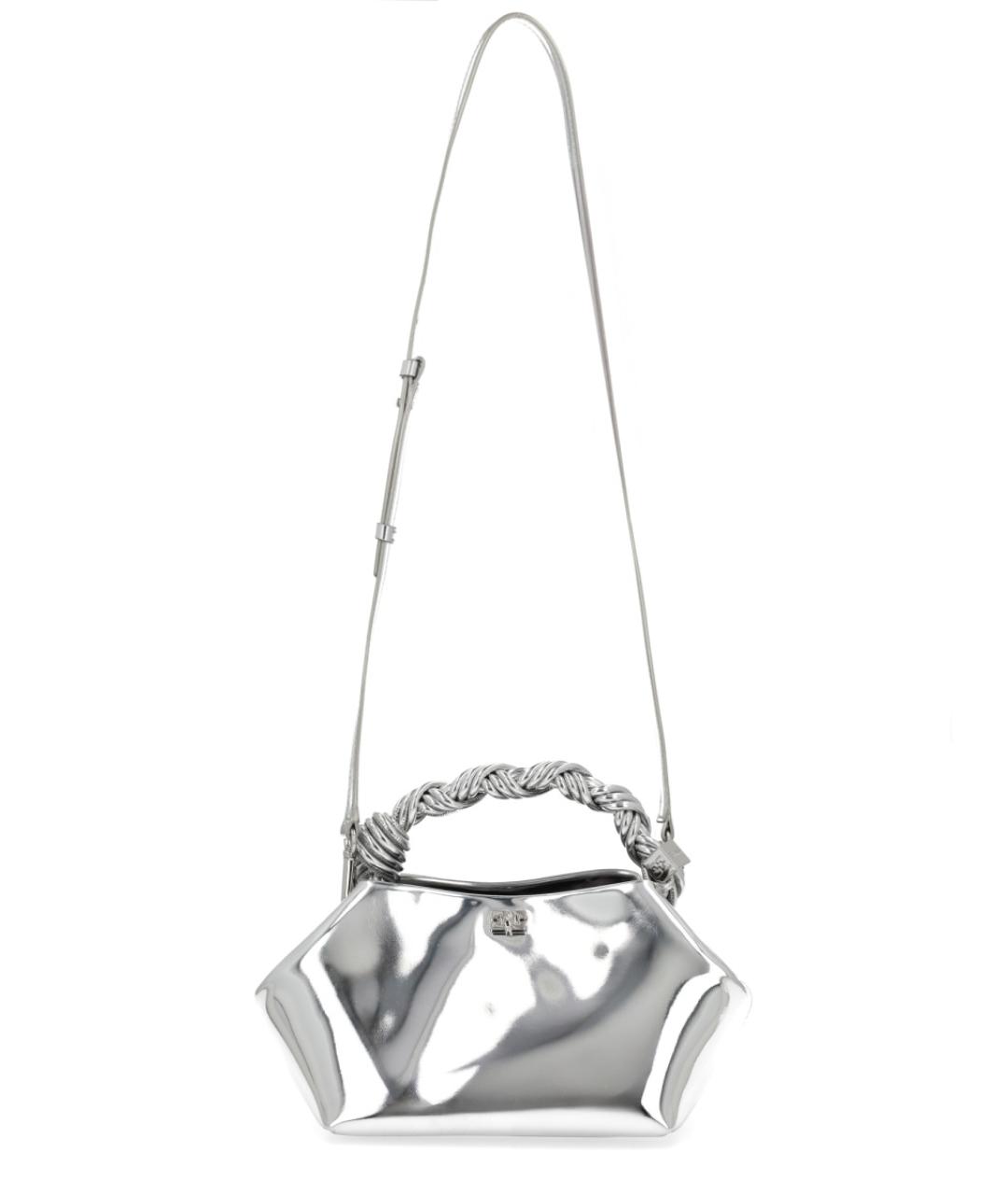 GANNI Серебряная кожаная сумка тоут, фото 1