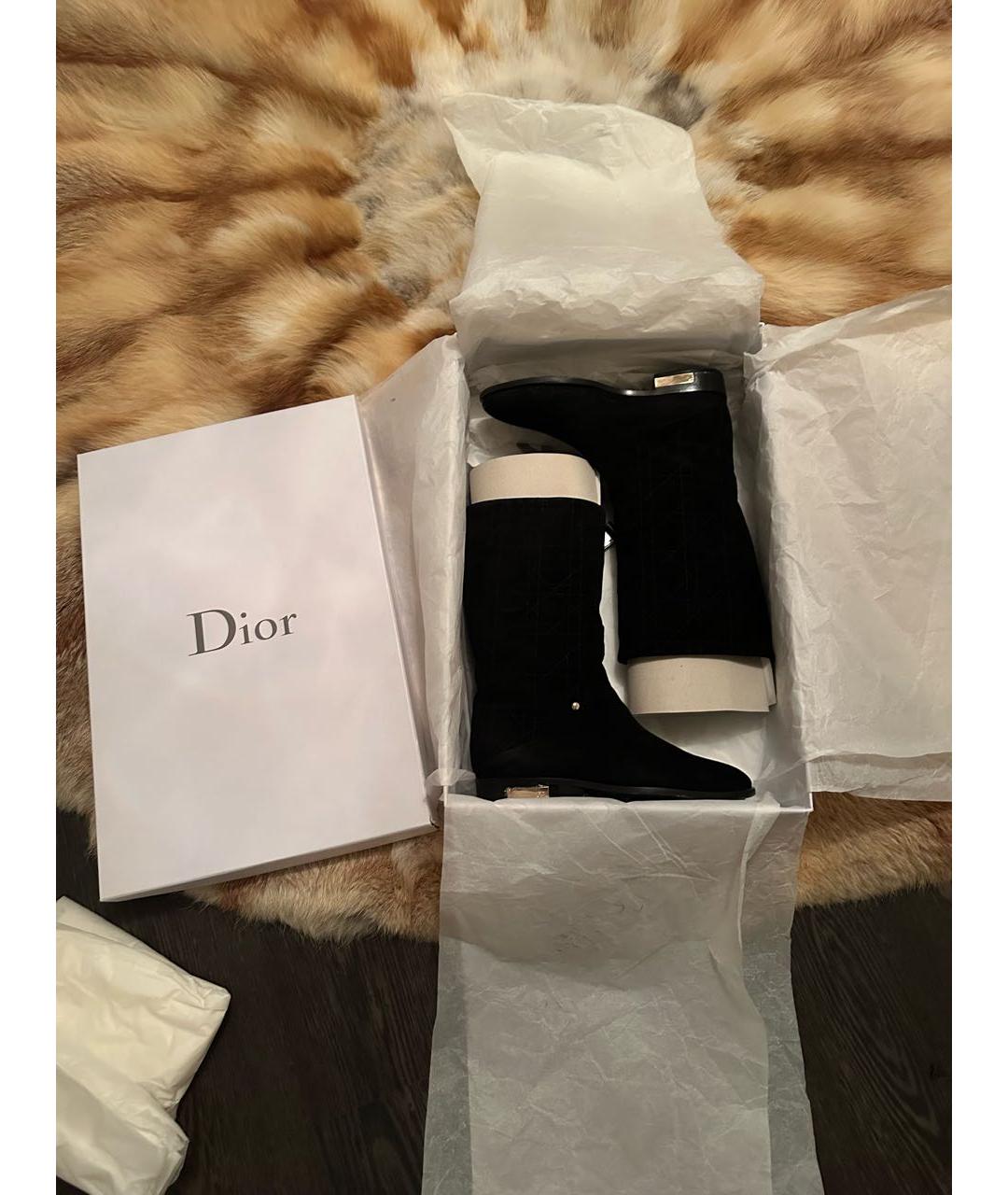CHRISTIAN DIOR Черные замшевые сапоги, фото 8