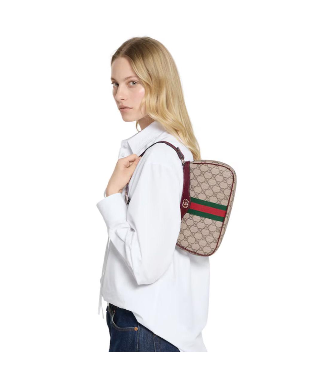 GUCCI Бежевая кожаная сумка через плечо, фото 3