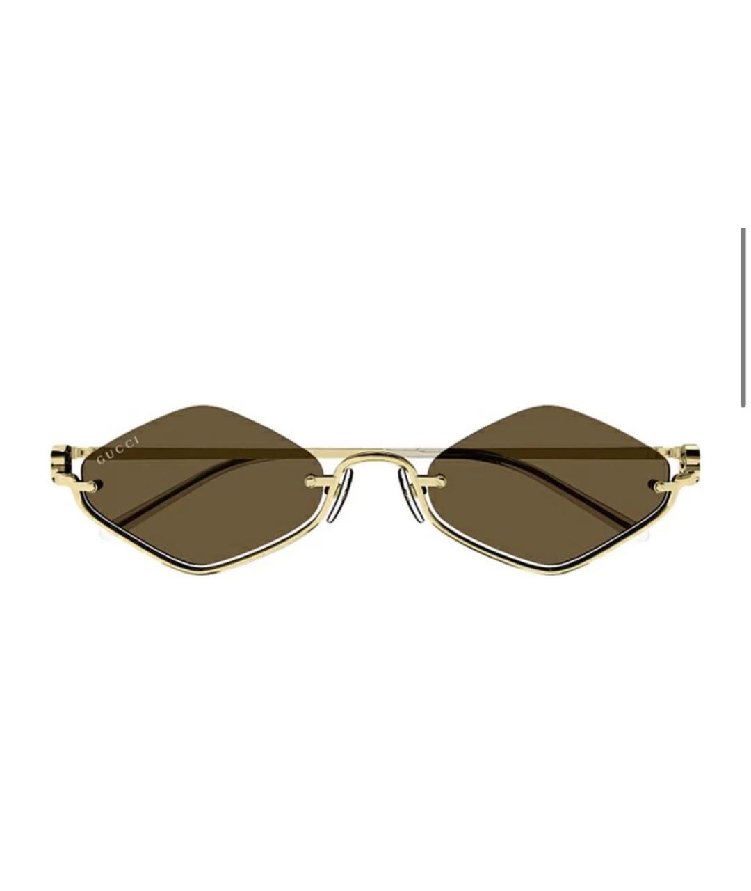 GUCCI Коричневые металлические солнцезащитные очки, фото 3