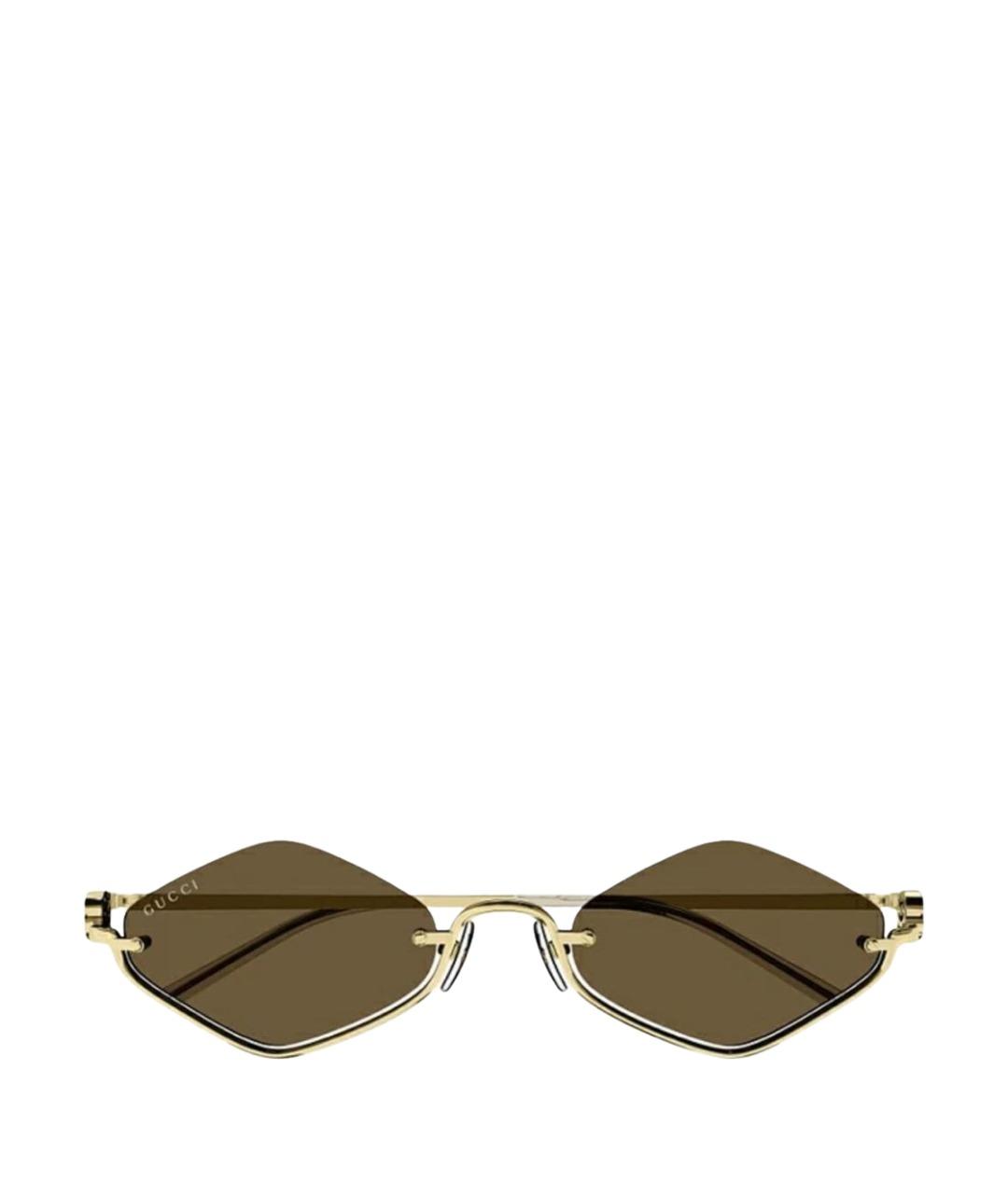 GUCCI Коричневые металлические солнцезащитные очки, фото 1