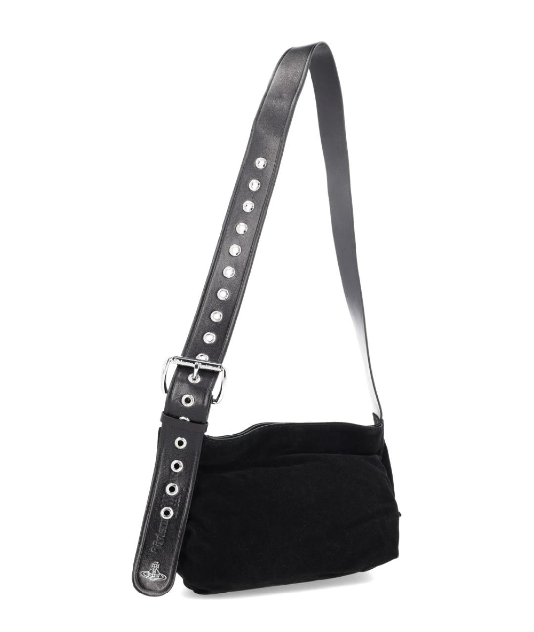 VIVIENNE WESTWOOD Черная кожаная сумка через плечо, фото 2