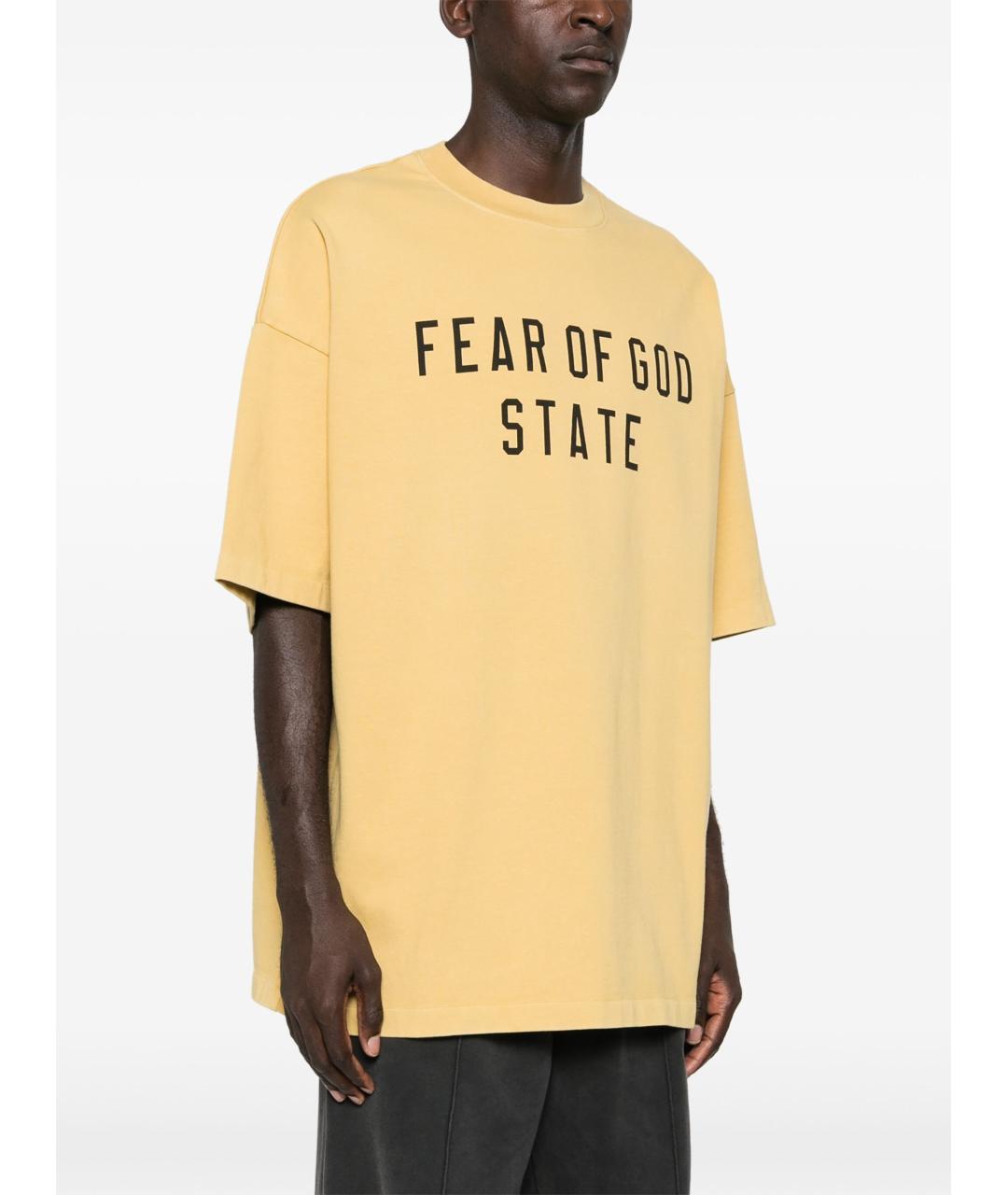 FEAR OF GOD ESSENTIALS Желтая хлопковая футболка, фото 2