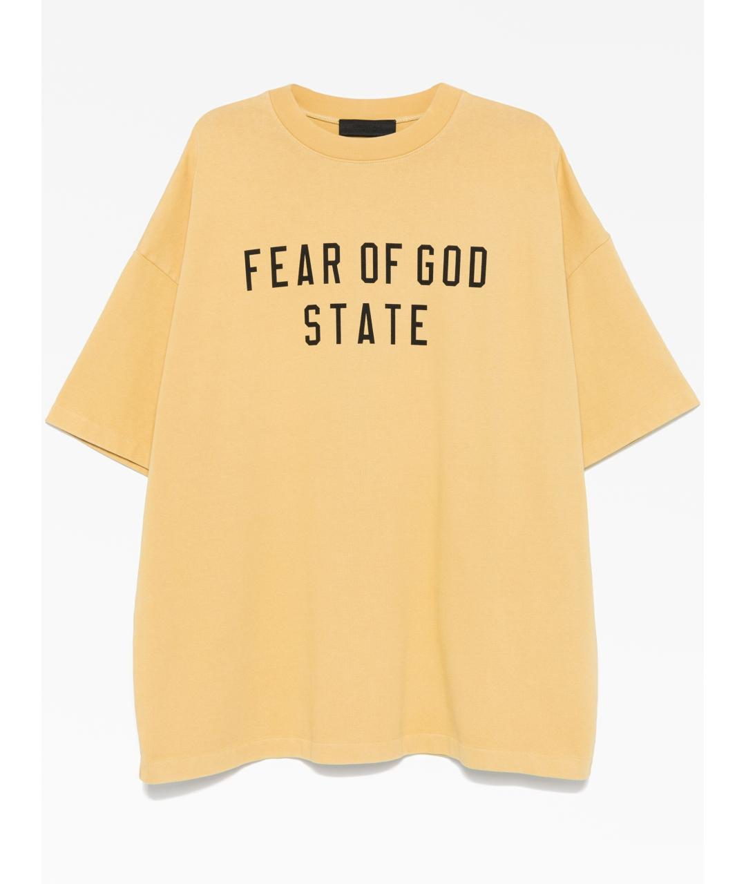 FEAR OF GOD ESSENTIALS Желтая хлопковая футболка, фото 5