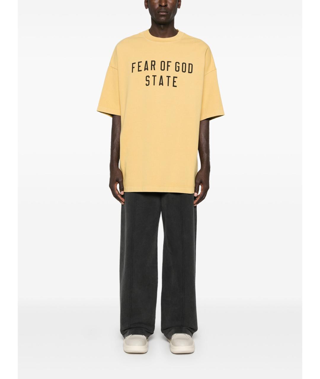 FEAR OF GOD ESSENTIALS Желтая хлопковая футболка, фото 3