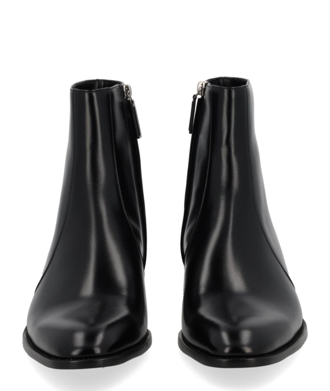 SAINT LAURENT Черные кожаные высокие ботинки, фото 3