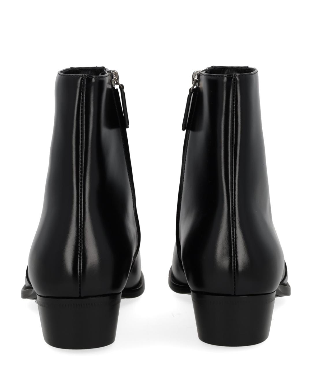 SAINT LAURENT Черные кожаные высокие ботинки, фото 4