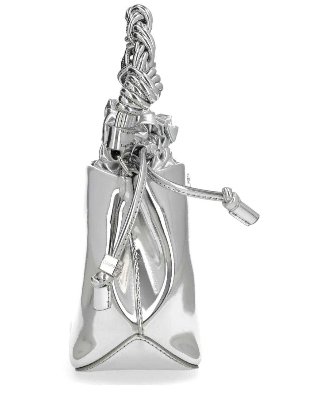 GANNI Серебряная кожаная сумка тоут, фото 5