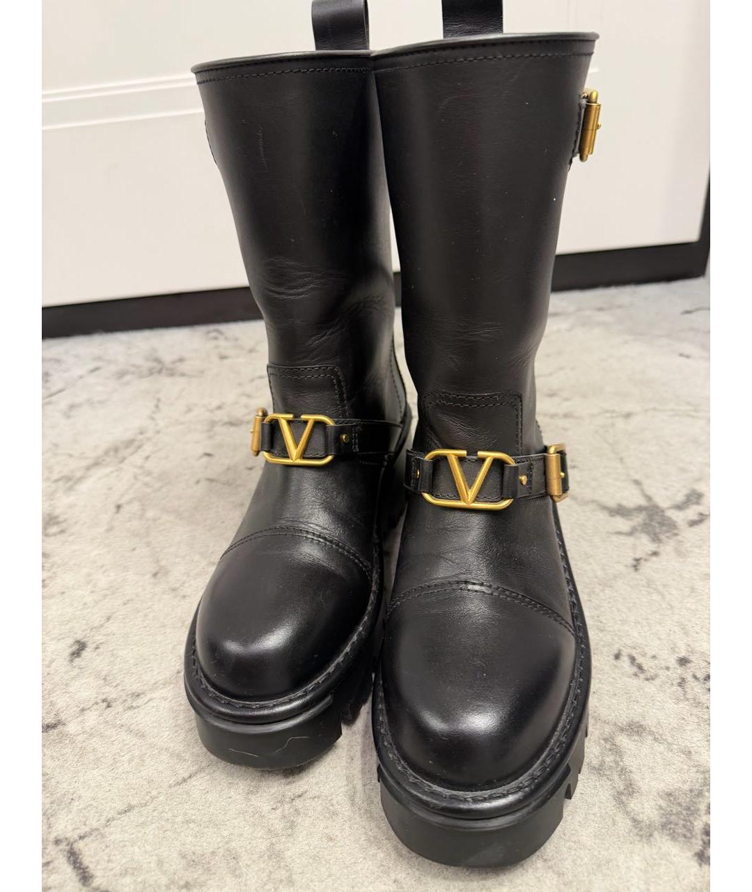 VALENTINO Черные кожаные полусапоги, фото 2