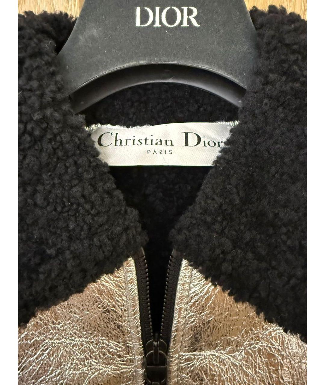 CHRISTIAN DIOR Серебряная кожаная куртка, фото 5