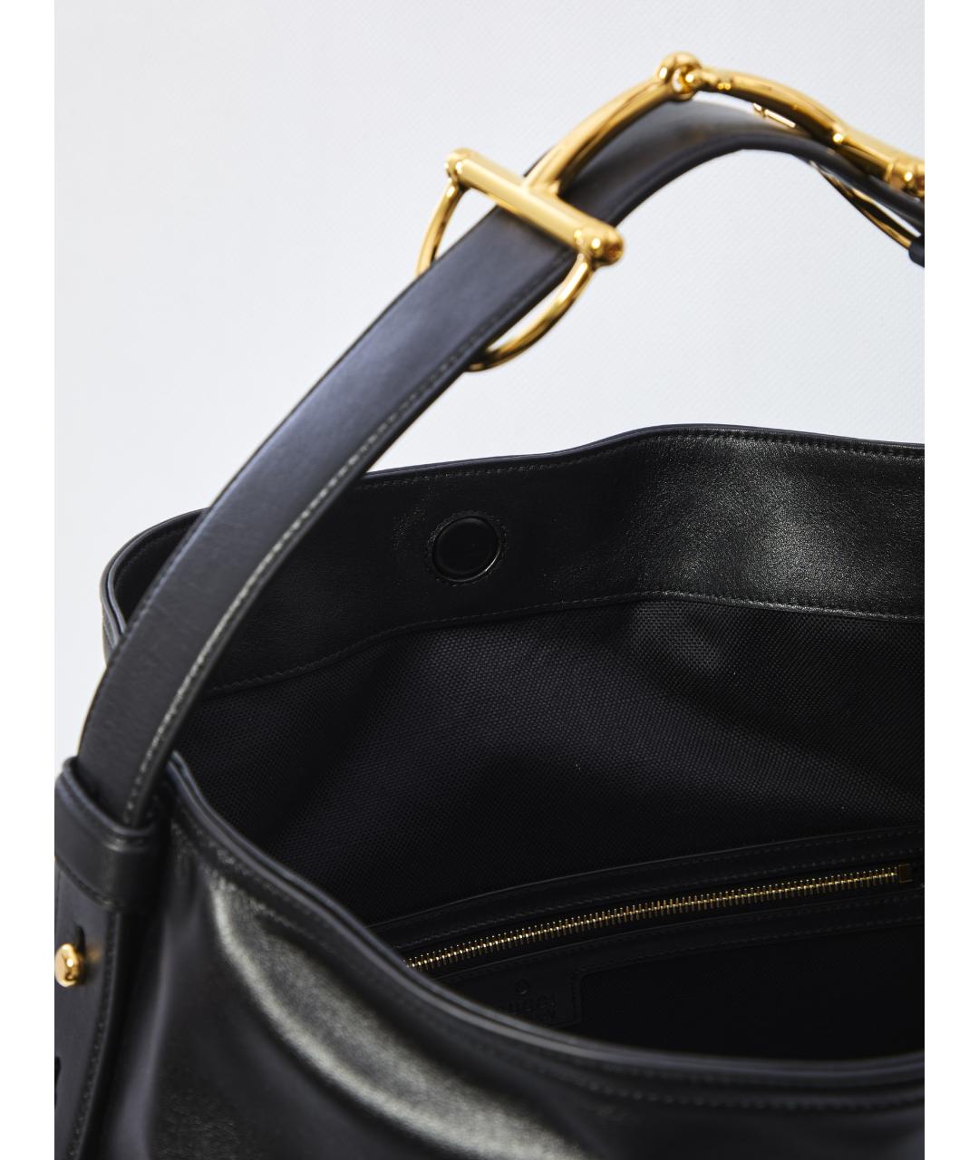 GUCCI Черная кожаная сумка тоут, фото 4