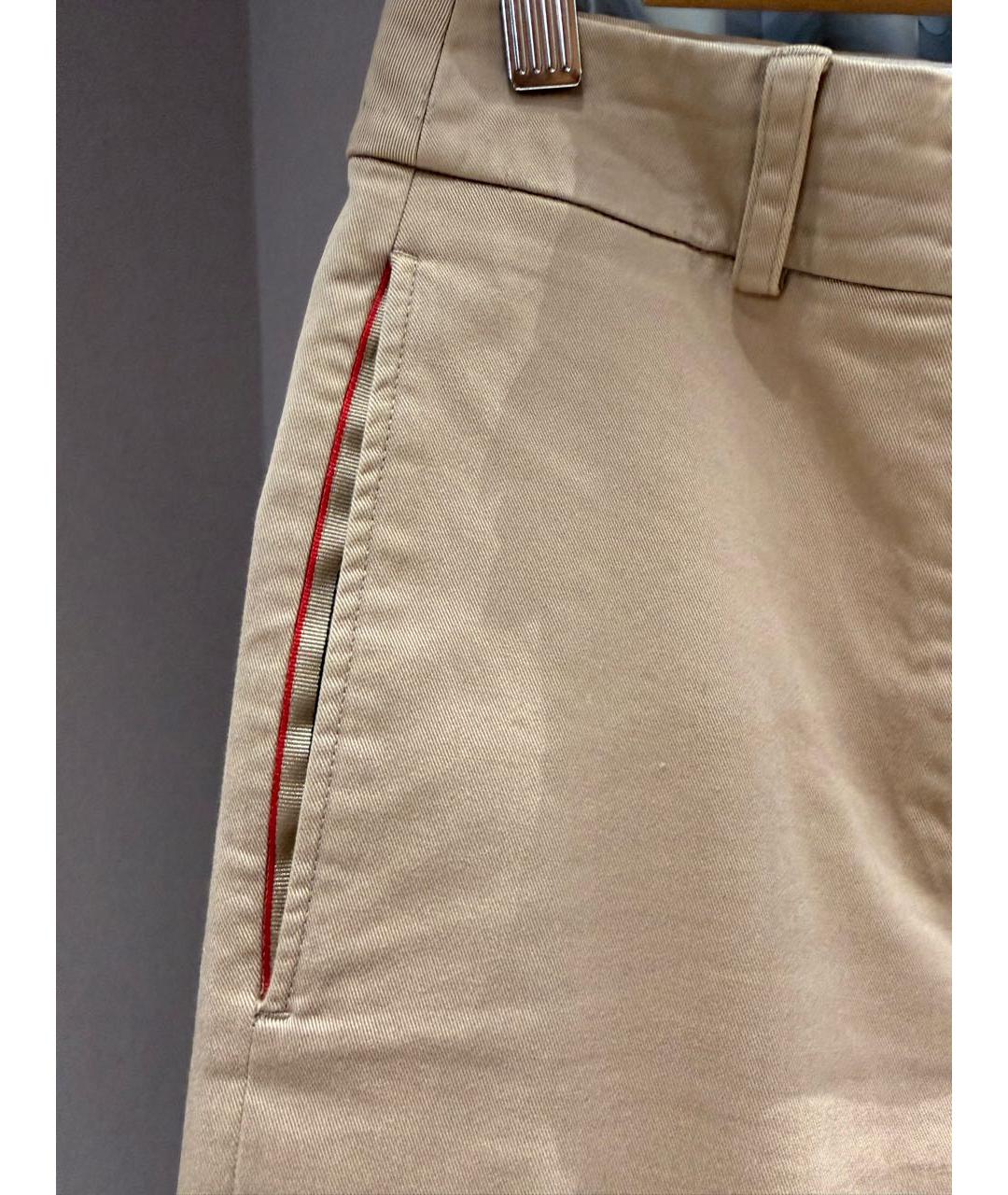 BURBERRY Бежевые хлопковые прямые брюки, фото 4