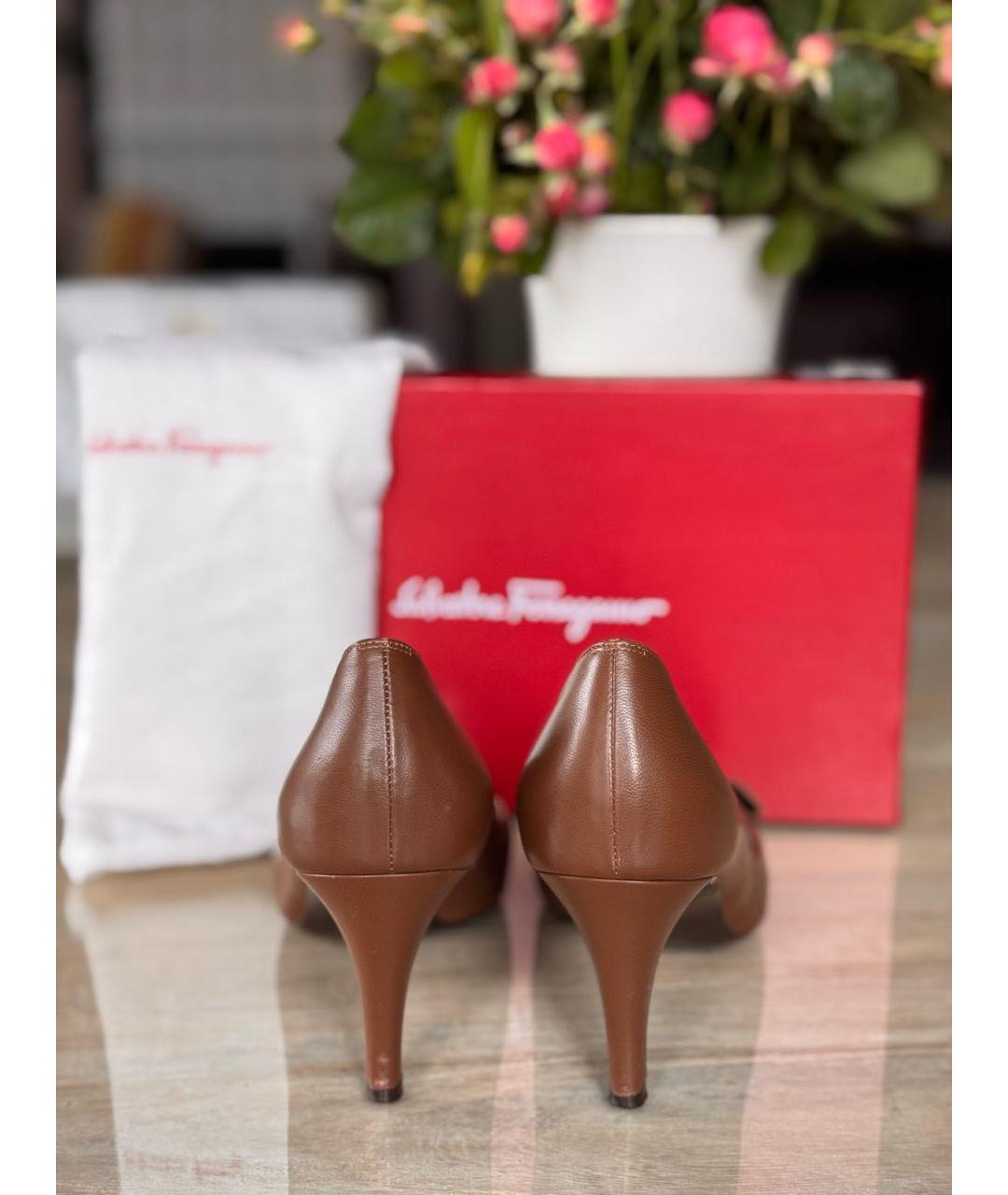 FERRAGAMO Коричневые кожаные туфли, фото 4