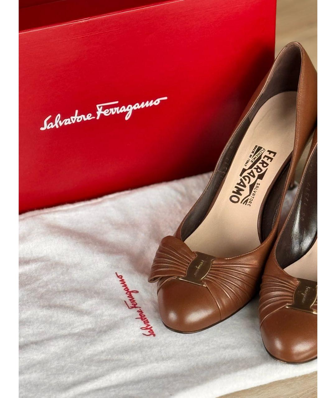 FERRAGAMO Коричневые кожаные туфли, фото 3