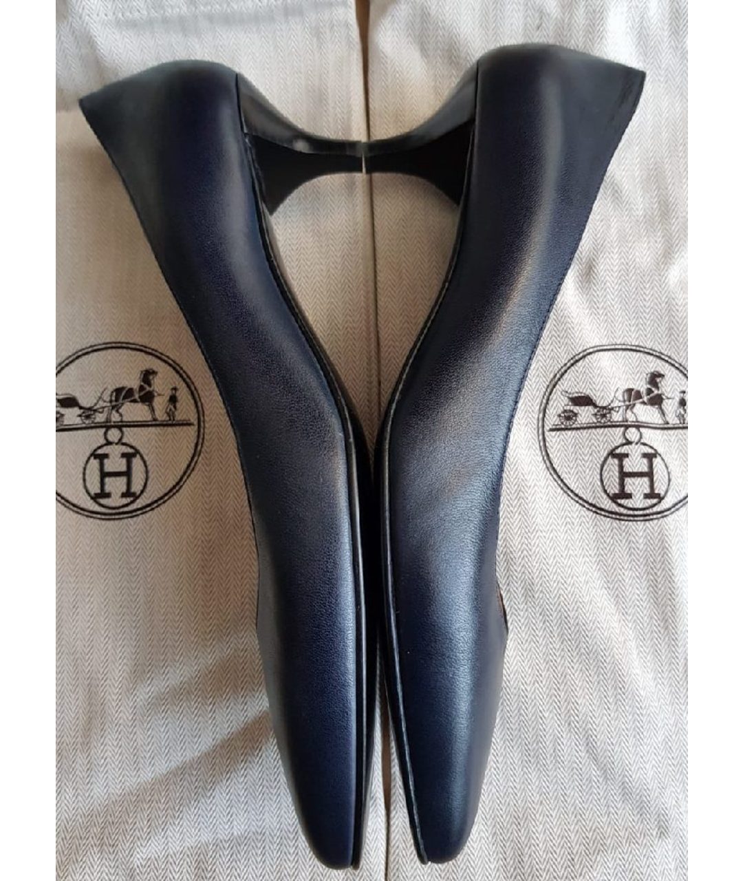 HERMES PRE-OWNED Синие кожаные лодочки на низком каблуке, фото 7