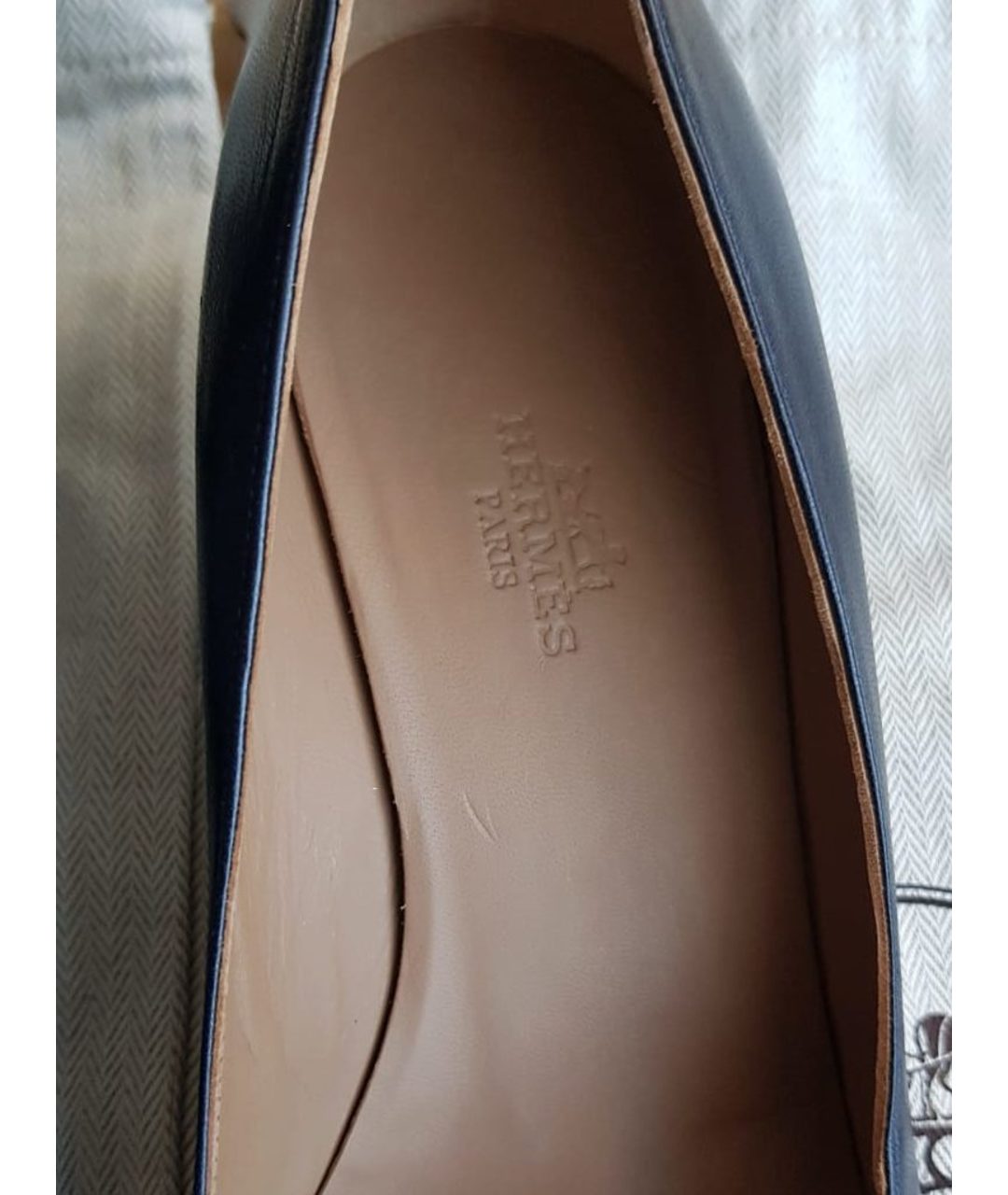 HERMES PRE-OWNED Синие кожаные лодочки на низком каблуке, фото 6