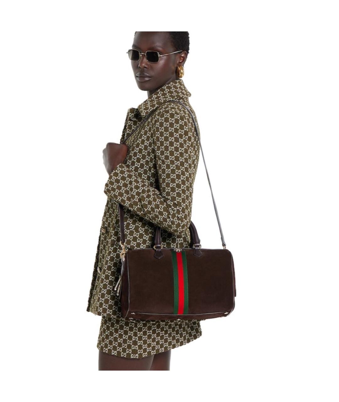 GUCCI Коричневая кожаная сумка через плечо, фото 3