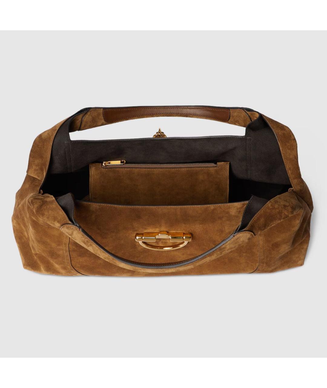 GUCCI Коричневая кожаная сумка с короткими ручками, фото 7