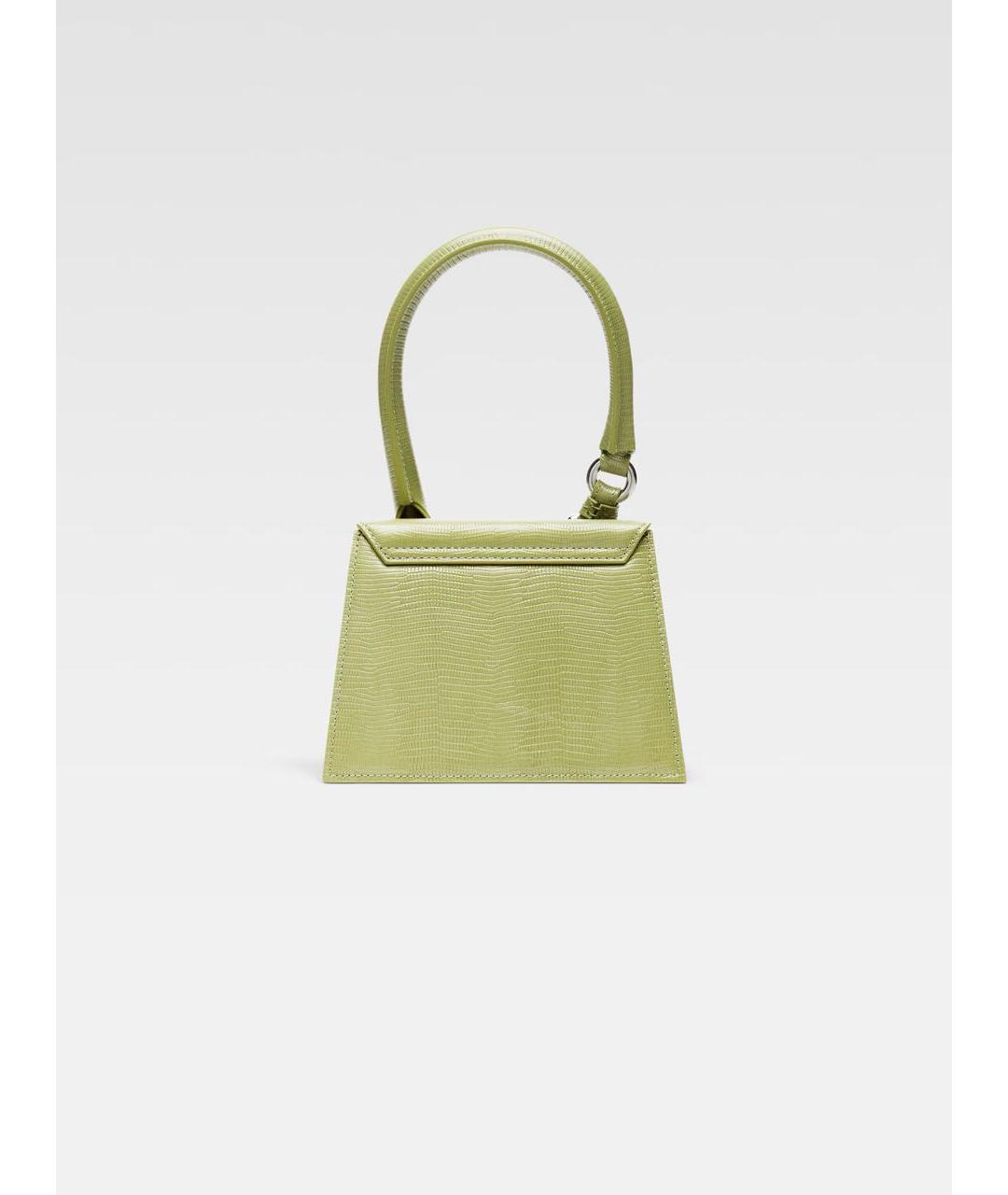 JACQUEMUS Зеленая кожаная сумка с короткими ручками, фото 3