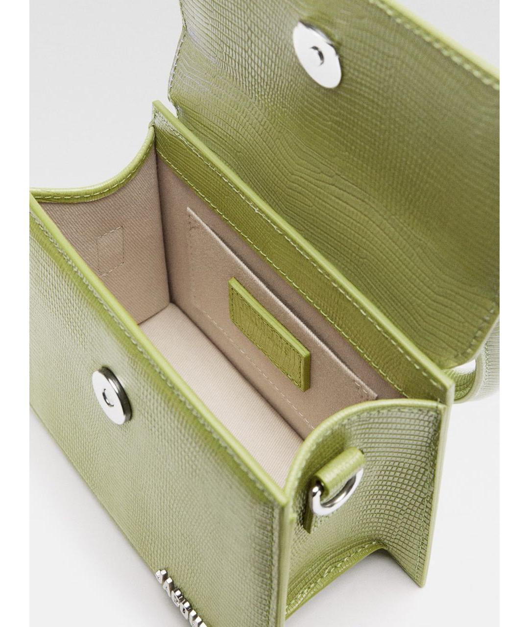 JACQUEMUS Зеленая кожаная сумка с короткими ручками, фото 5