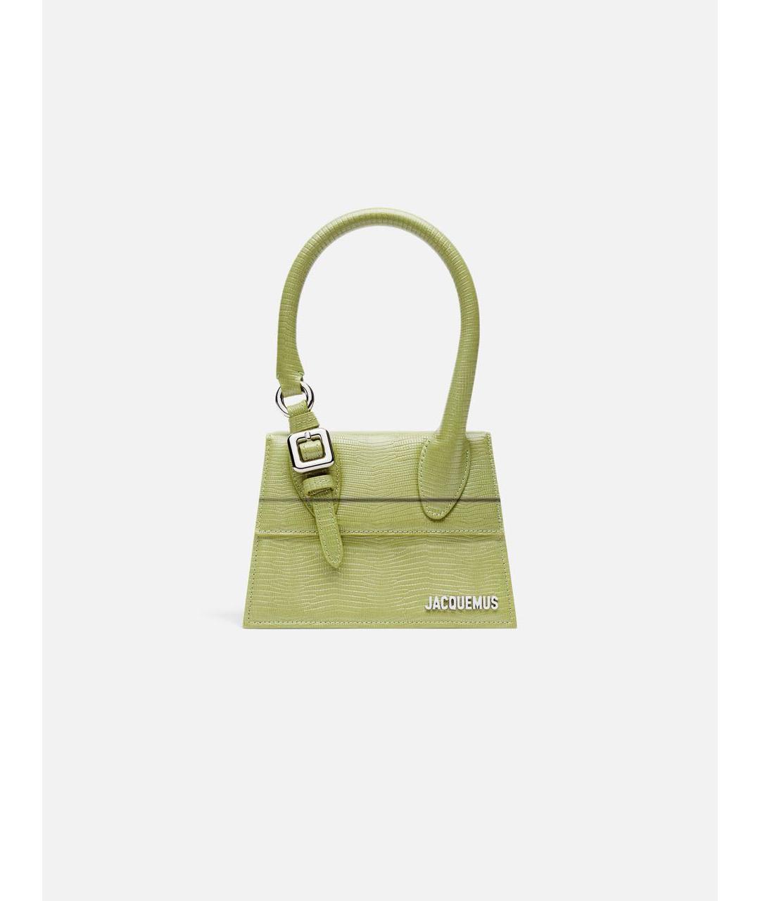 JACQUEMUS Зеленая кожаная сумка с короткими ручками, фото 7