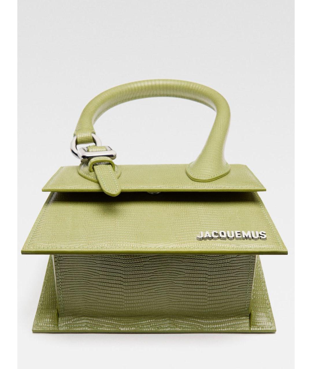 JACQUEMUS Зеленая кожаная сумка с короткими ручками, фото 4