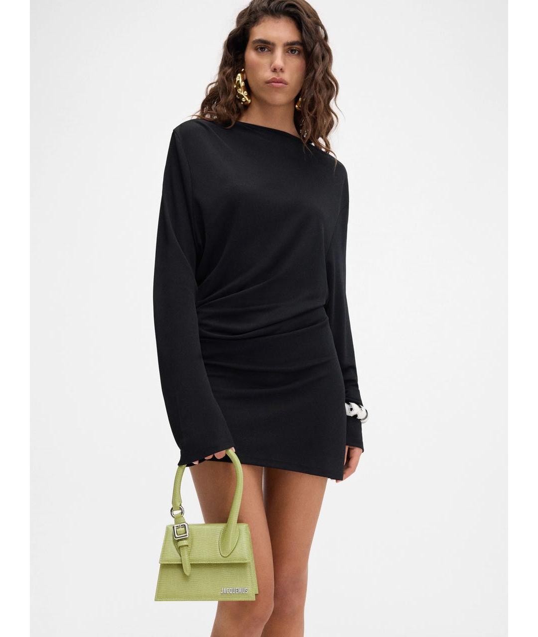 JACQUEMUS Зеленая кожаная сумка с короткими ручками, фото 6