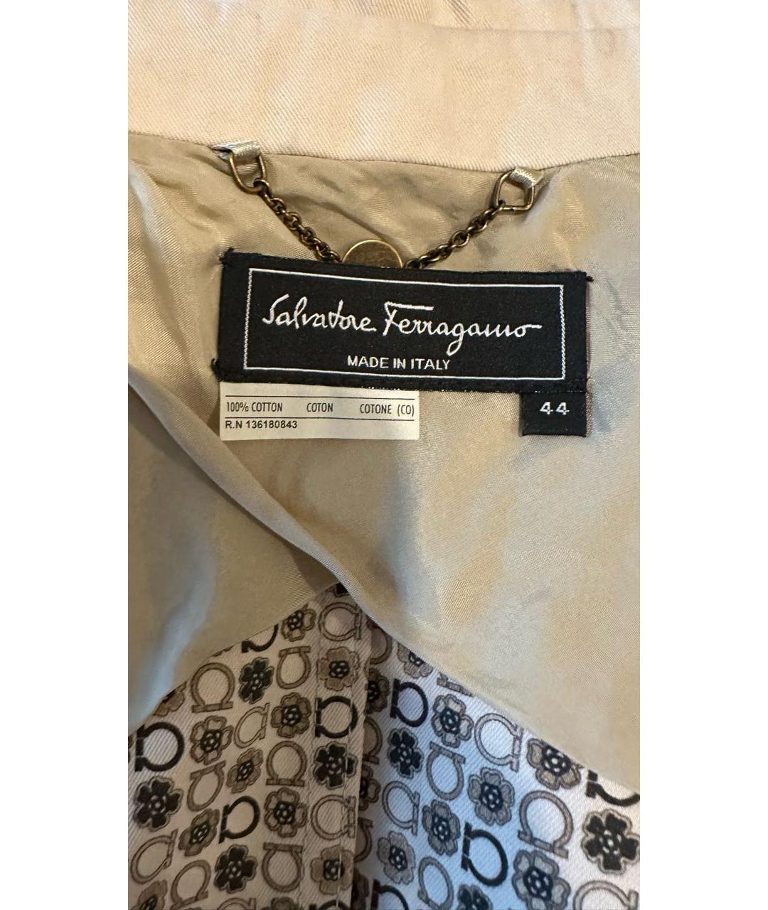 FERRAGAMO Бежевое хлопковое пальто, фото 4
