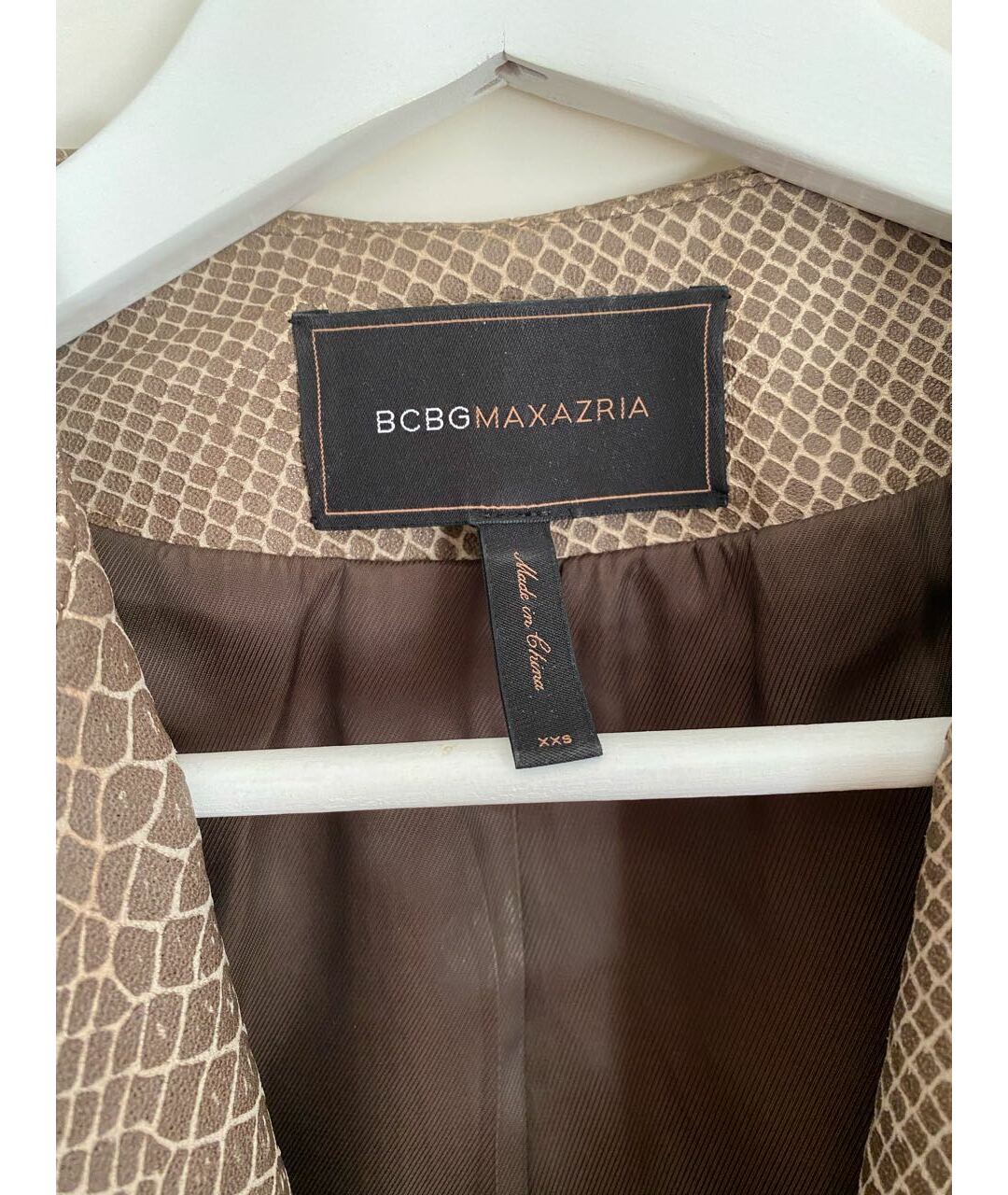 BCBG MAXAZRIA Бежевый кожаный жакет/пиджак, фото 6