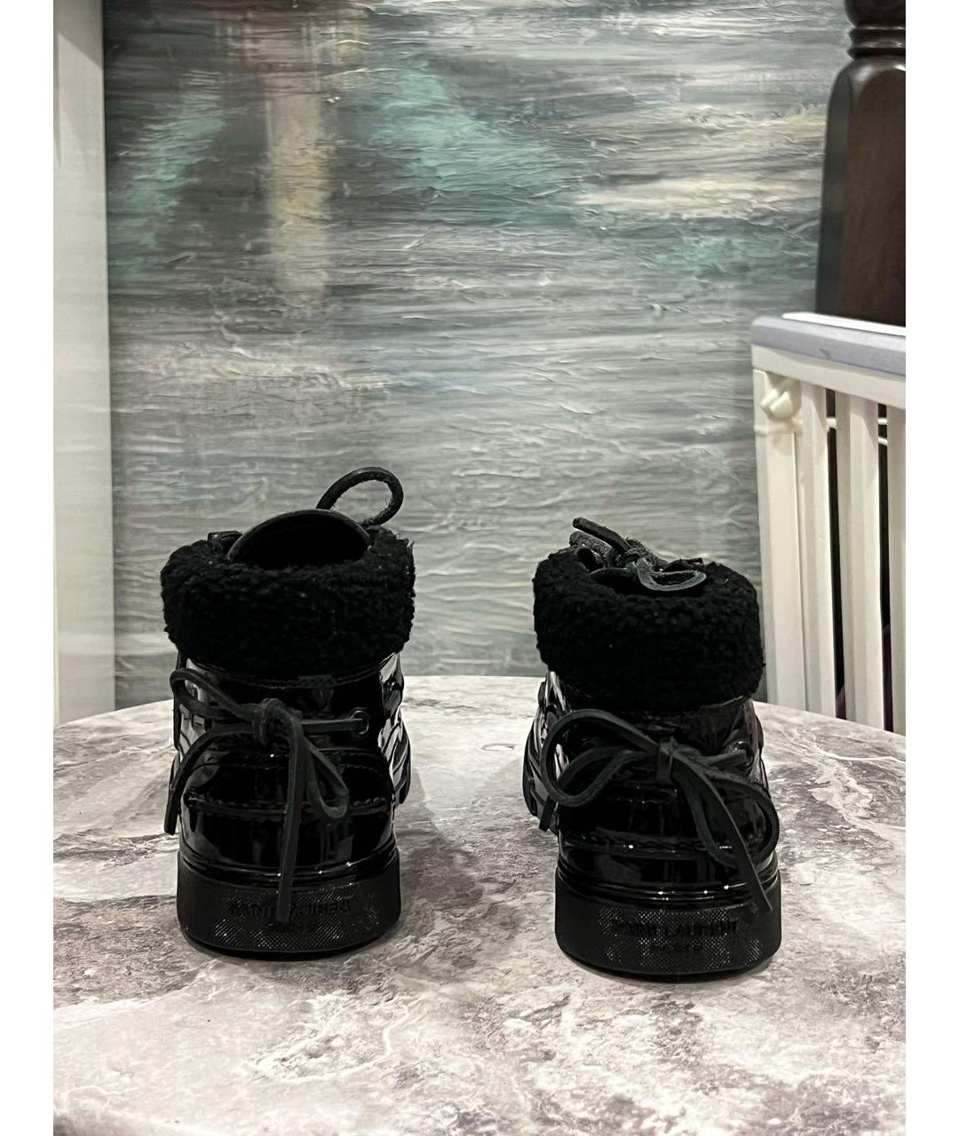 SAINT LAURENT Черные ботинки из лакированной кожи, фото 4