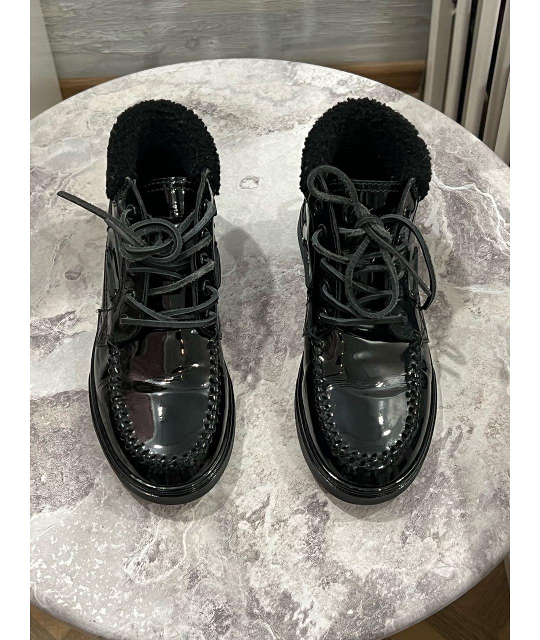 SAINT LAURENT Черные ботинки из лакированной кожи, фото 2