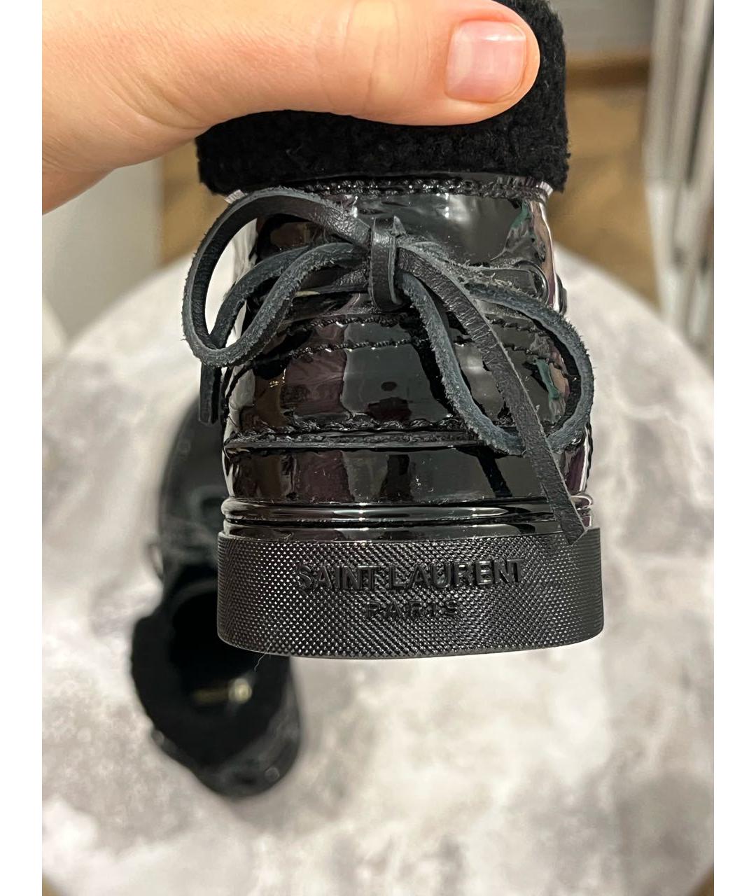 SAINT LAURENT Черные ботинки из лакированной кожи, фото 5