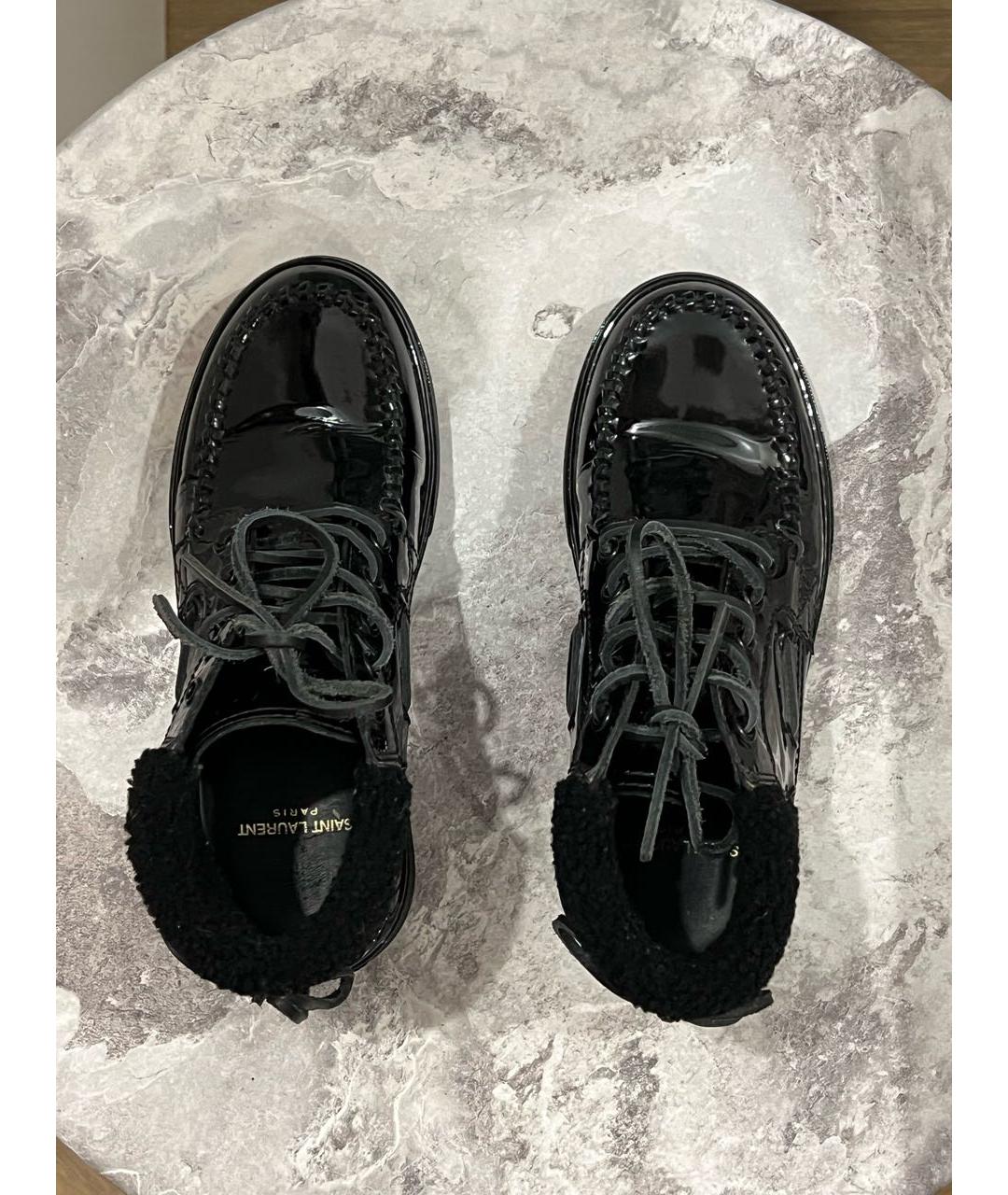 SAINT LAURENT Черные ботинки из лакированной кожи, фото 3