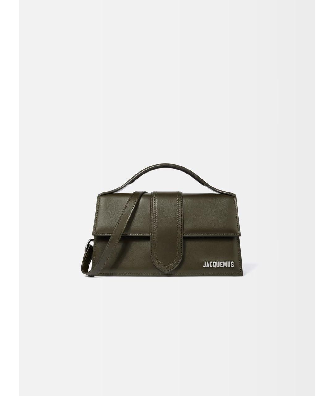 JACQUEMUS Хаки кожаная сумка с короткими ручками, фото 7