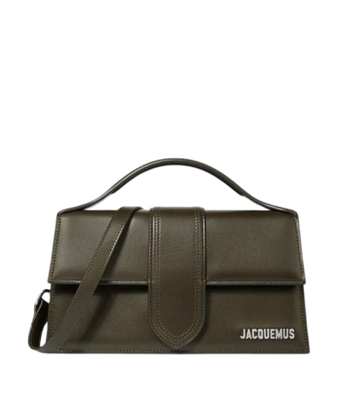 JACQUEMUS Хаки кожаная сумка с короткими ручками, фото 1