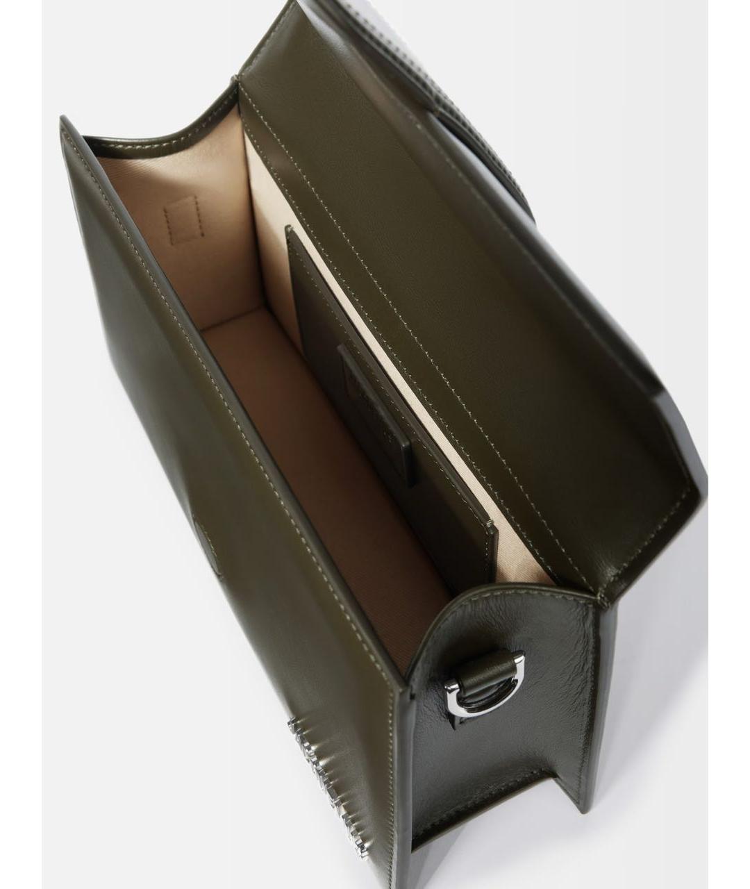 JACQUEMUS Хаки кожаная сумка с короткими ручками, фото 5
