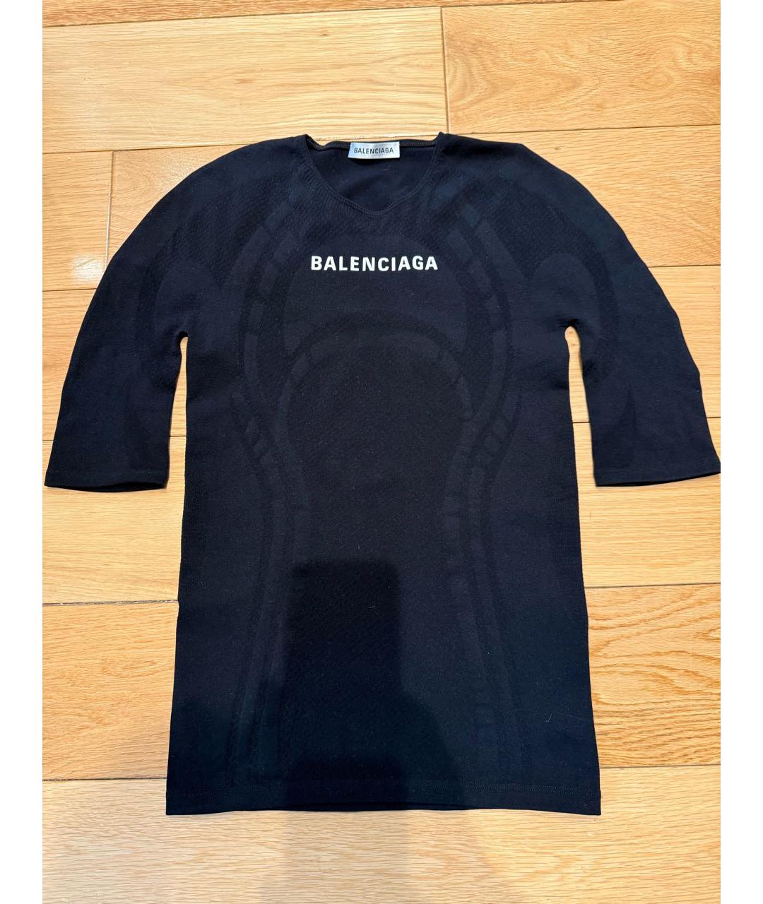 BALENCIAGA Черная синтетическая футболка, фото 5
