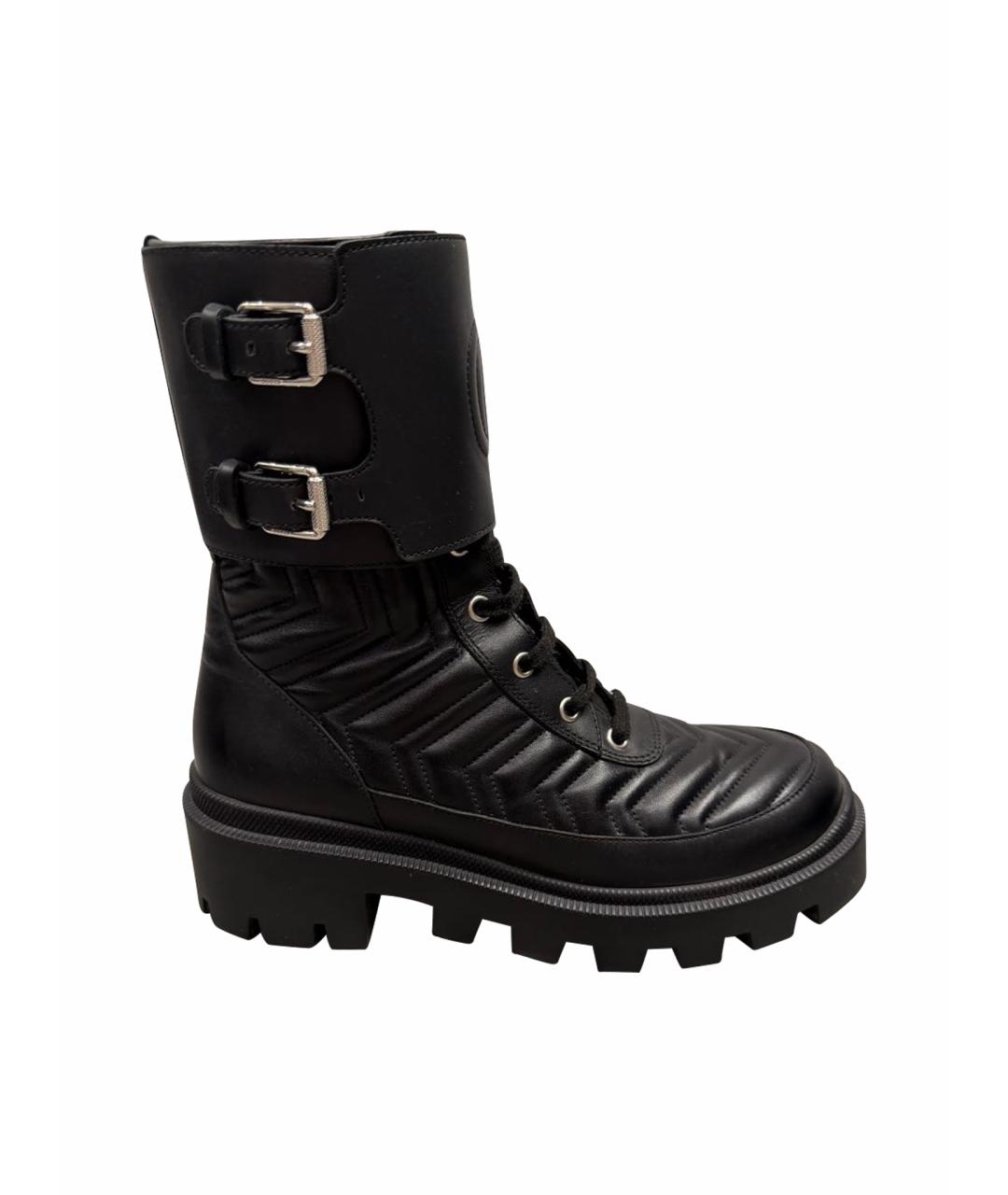 GUCCI Черные кожаные ботинки, фото 1