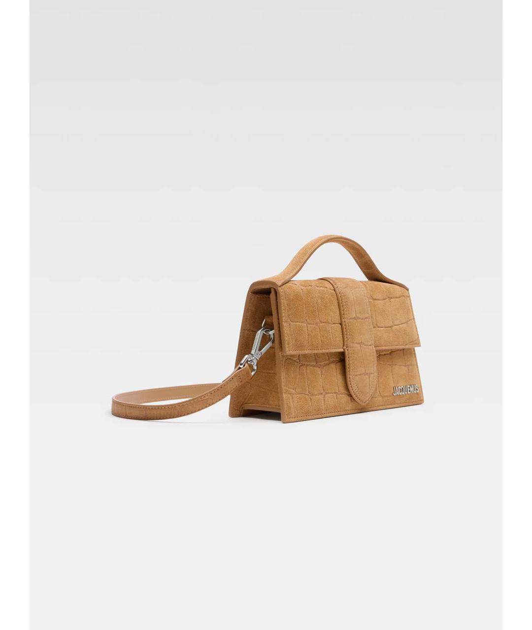 JACQUEMUS Коричневая замшевая сумка с короткими ручками, фото 3