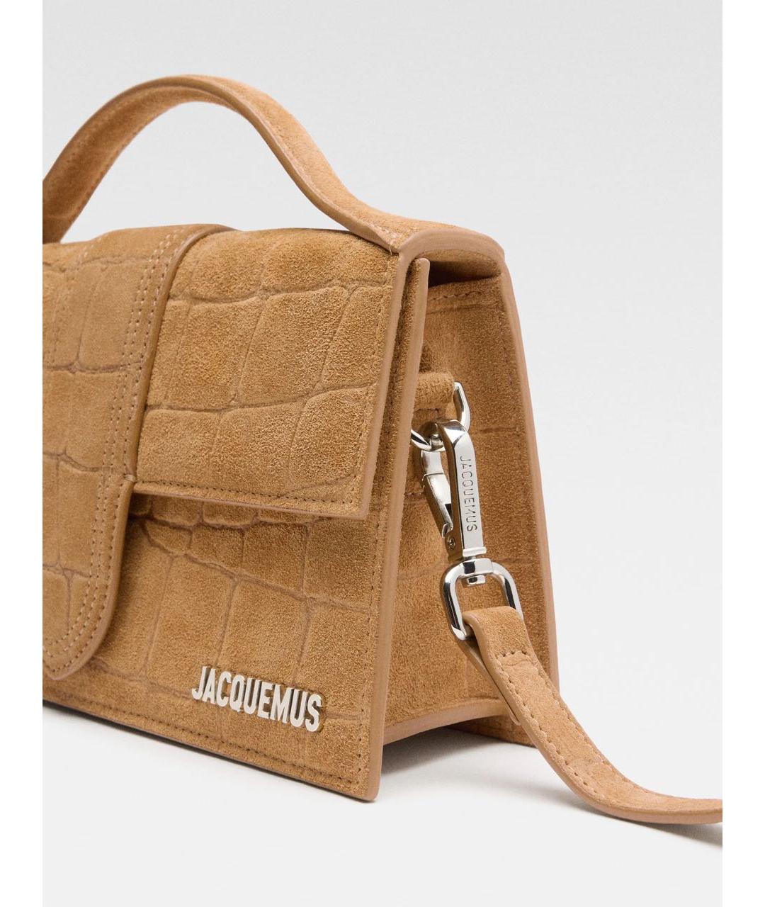 JACQUEMUS Коричневая замшевая сумка с короткими ручками, фото 5
