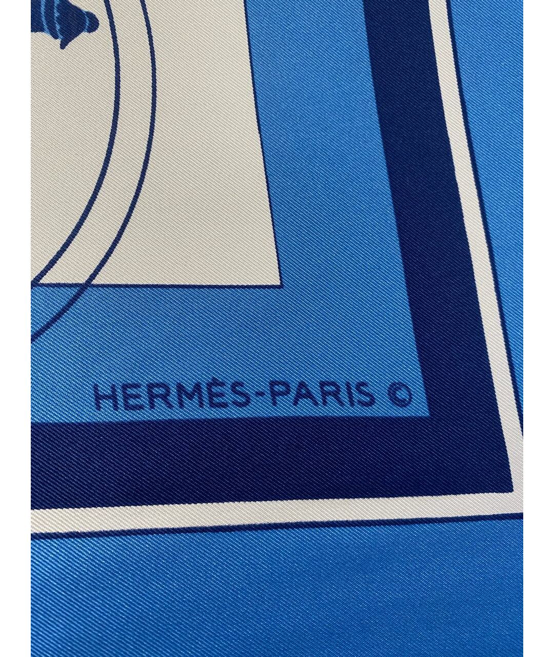 HERMES PRE-OWNED Голубой шелковый шарф, фото 2