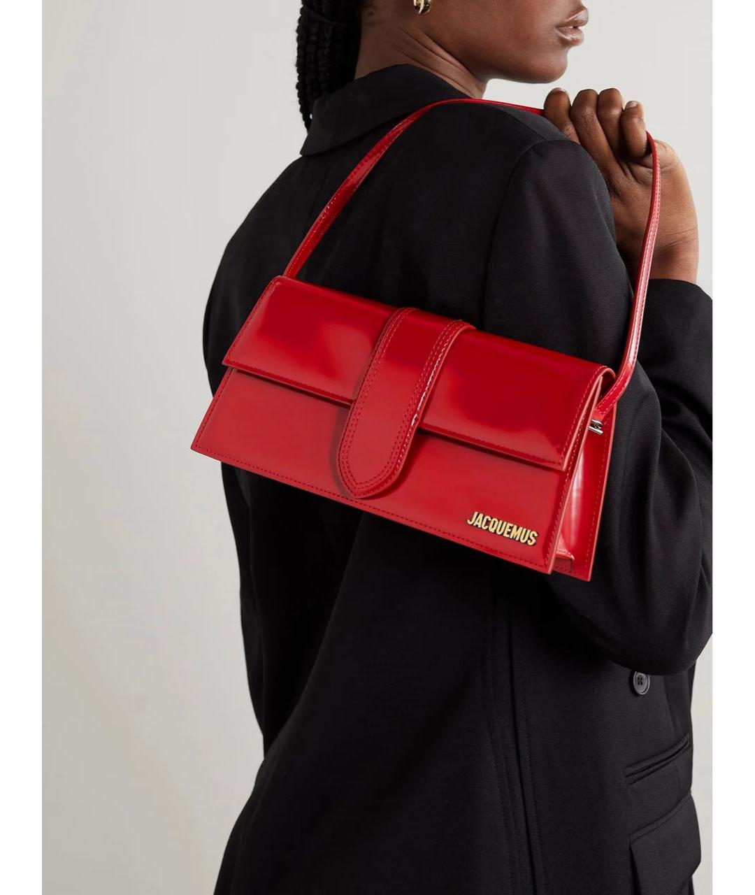 JACQUEMUS Красная сумка через плечо из лакированной кожи, фото 2