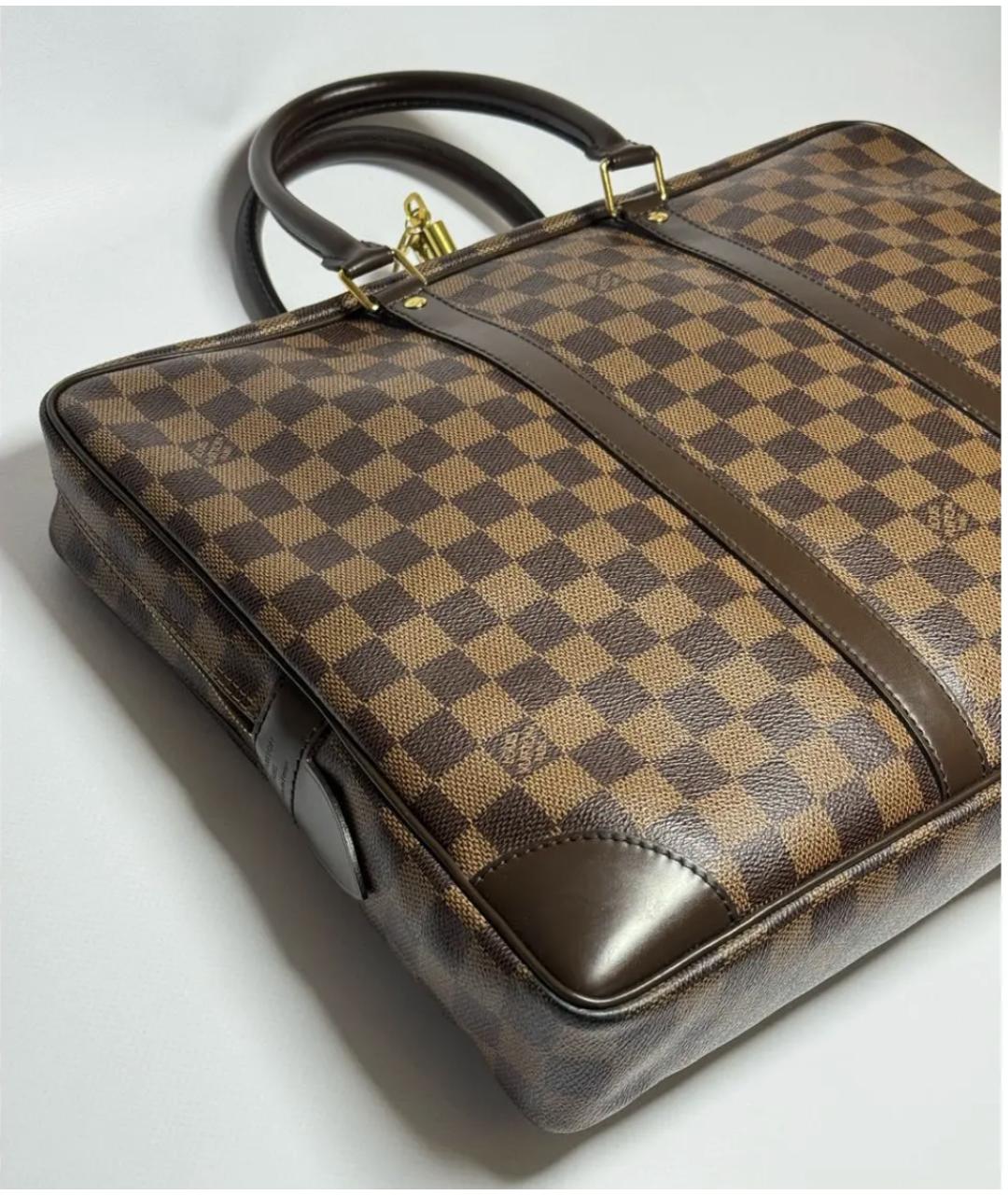 LOUIS VUITTON Коричневый кожаный портфель, фото 2
