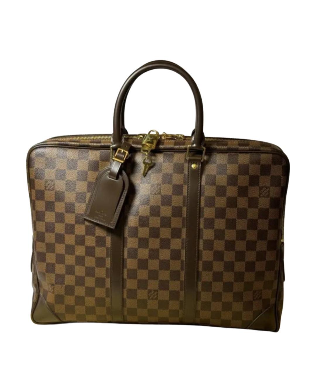 LOUIS VUITTON Коричневый кожаный портфель, фото 1