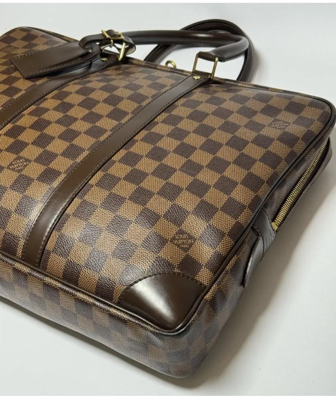 LOUIS VUITTON Коричневый кожаный портфель, фото 5