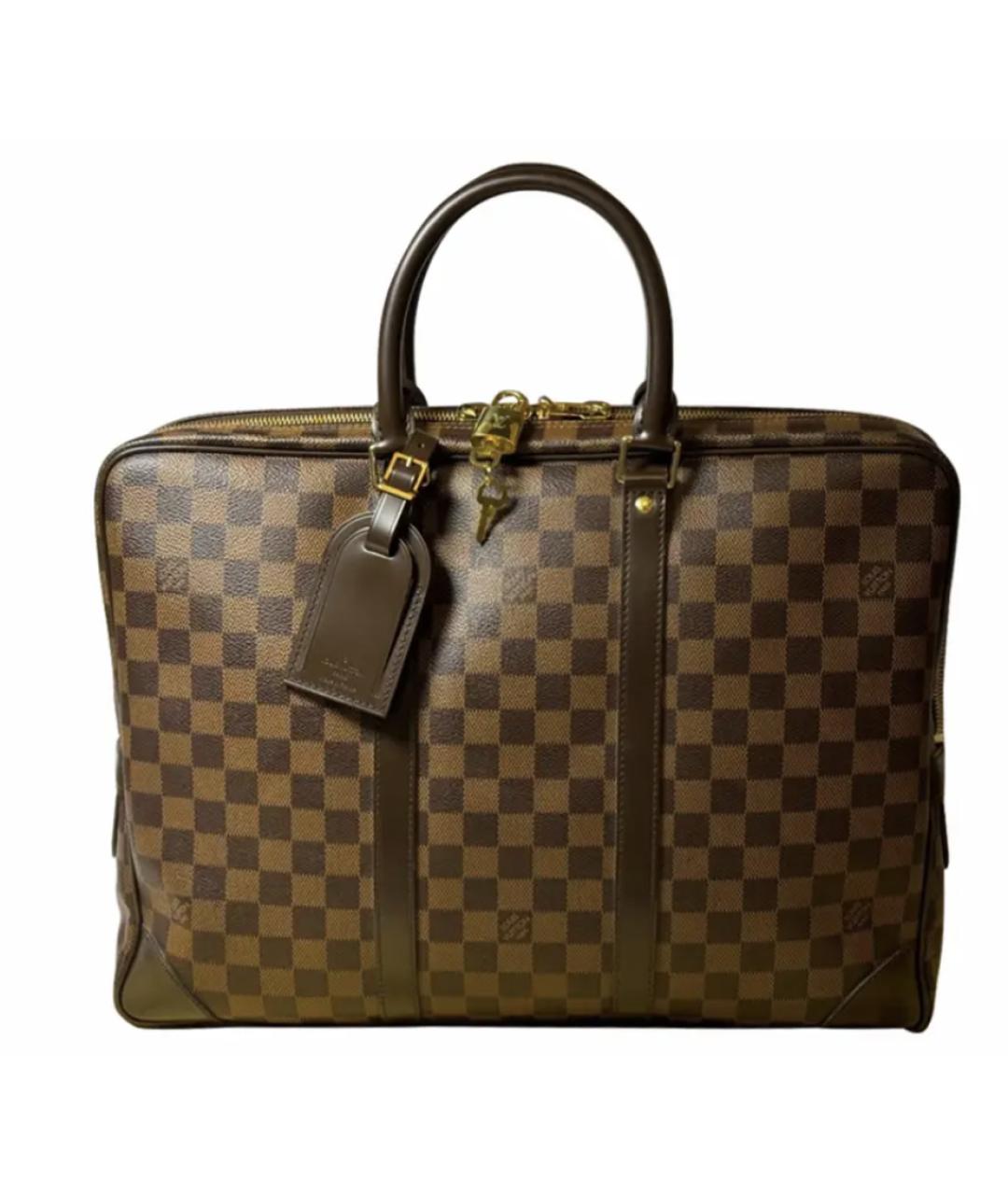LOUIS VUITTON Коричневый кожаный портфель, фото 3